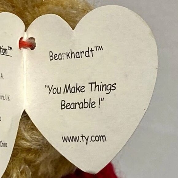 Vintage Ty Attic Treasures Bearkhardt Jointed Brown Bear Holiday Plush 1993 Tags - Picture 9 of 14